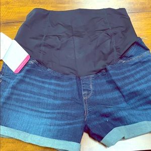Maternity denim shorts